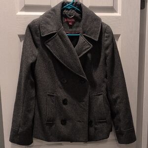 Classic Gray Wool Peacoat with Wide Lapel